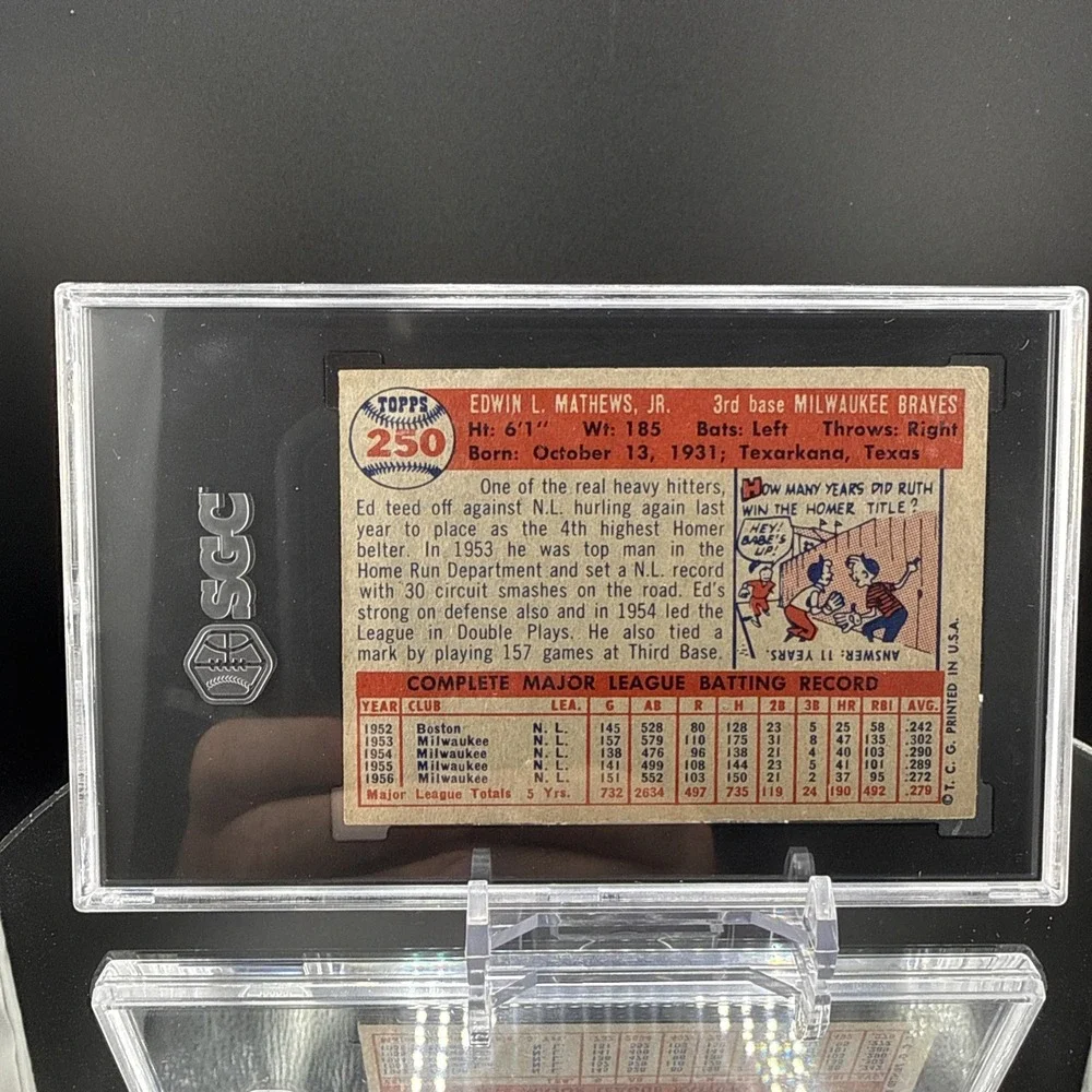 1957 Topps #250 Ed Mathews Milwaukee Braves HOF SGC 5 EX
